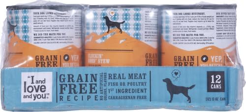 I AND LOVE AND YOU Wet Dog Food - Cluckin' Good Stew - Chicken Recipe, Grain Free, Filler Free 13oz can, 12pk