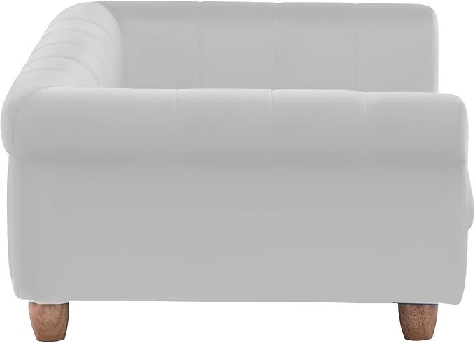 Critter Sitters 42-In. Elegant Cream Faux-Velvet Rectangular Dog Sofa for Medium and Large Dogs, Durable Elevated Dog Sofa Bed, Comfortable Dog Couch, Modern and Stylish Dog Sofa for Large Dogs