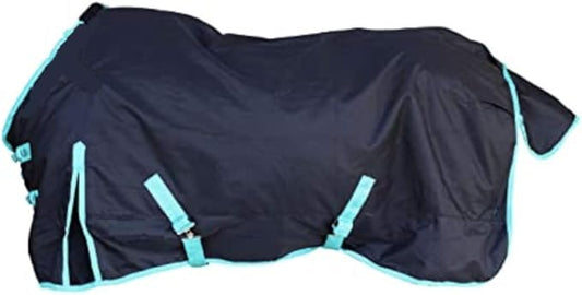 1200 Denier Horse RAIN Sheet (Waterproof/Breathable & Wind Proof Turnout Sheet) Horse Breathable RAINSHEET (Black-Turquoise, 78)