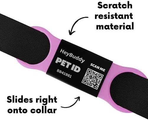 HeyBuddy® Slide Series - QR Code Smart Pet Tags for Dogs & Cats, Personalized Pet Tag Stores Multiple Information, includes Passive Location Tracking, Real-Time Notification & Community Alerts