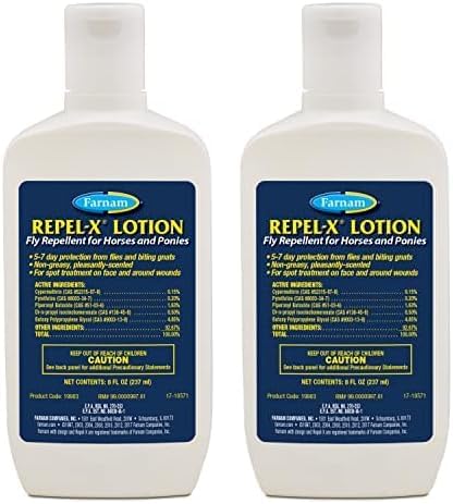 Farnam Repel-X Lotion Fly Repellent for Horses and Ponies lotion 8 ounce (Pack of 2)
