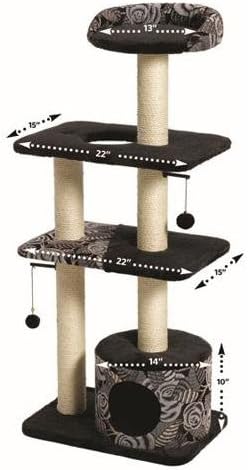 MidWest Homes for Pets Cat Tree | Tower Cat Furniture, 5-Tier Cat Tree w/Sisal Wrapped Support Scratching Posts & High Cat Look-Out Perch, Black/White Pattern, Large Cat Tree