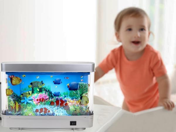 Lightahead Artificial Aquarium: Fascinating Moving Pictures of Fish in Tank Decorative Sensory Aquarium Lamp Virtual Ocean in Motion (Marine Life A)