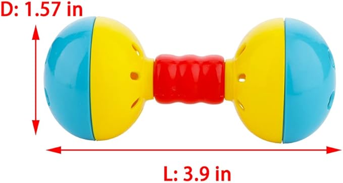 2 Pcs Bird Barbell Dumbell Foot Toy, Enrichment Rattles Bells Foot Toy for Small Bird Parrot Parakeet Cockatiel Conure Love Birds