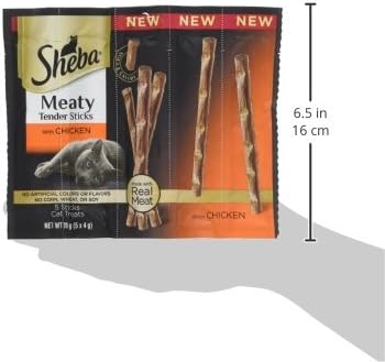Sheba Treats Meaty Tender Sticks Soft Cat Treats Chicken Flavor, (5 Treats) 0.14 oz. Sticks (Pack of 10)