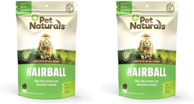 Pet Naturals Hairball - 30 Chicken-Flavored Chews - Cat Supplements & Vitamins for Hairball Control and Digestive Support, Contains No Corn or Wheat (Pack of 2)