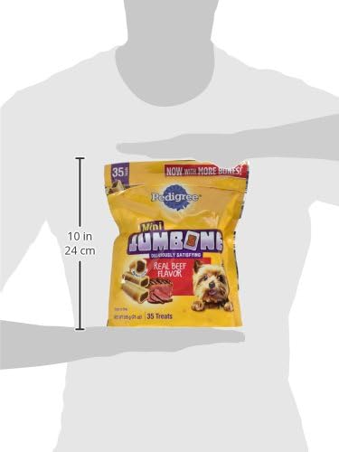 PEDIGREE MINI JUMBONE Small Dog Treats Real Beef Flavor, 21 oz. Pack (35 Treats)