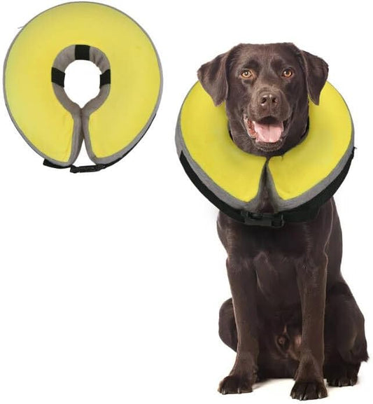 Inflatable Dog Cone,Adjustable Recovery Collar for Dogs After Surgery,Prevent from Biting & Scratching,Not Block Vision (Yellow XL)