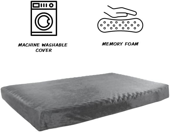 Orthopedic Dog Bed - 2-Layer Pet Bed for Floor, Kennel, or Crate with Removable Washable Cover - 46x27 Dog Bed for Large Dogs by PETMAKER (Gray)