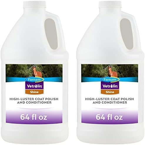 Farnam Vetrolin Shine Coat Conditioner & Shine Spray for Horses & Dogs 64 Ounces (Pack of 2)