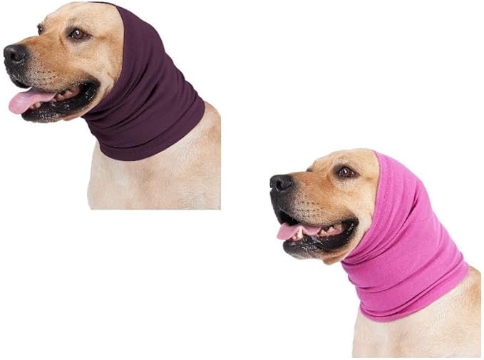 No Flap Ear Wrap Dog Neck Protector Dog Ear Hematoma Clip Anti Anxiety Relief No Flap Head Wrap for Dogs Pail lilac+Rose M