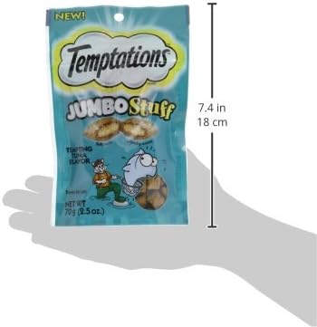 Temptations Jumbo Stuff Crunchy and Soft Cat Treats Tempting Tuna Flavor, 2.47 oz. Pouch (Pack of 12)