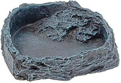 Reptile Feeding Bowl,Reptile Rock Worm Feeder/Food and Water Dish (Large)