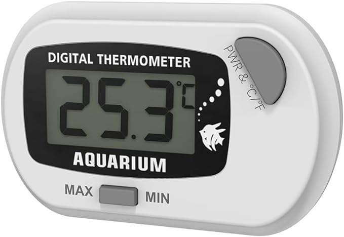 Stick-On Fish Tank Thermometer Reptile Thermometer Hygrometer Digital Thermometer Aquarium Thermometer Reptile Thermometer with MAX/MIN LCD Display Terrarium Water Temperature Test (White Gray)