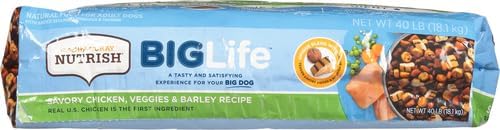 Rachael Ray Nutrish Big Life Dry Dog Food, Medium & Large Breed, Savory Chicken, Barley & Veggies, 40 Pounds