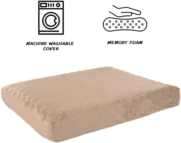 Memory Foam– 2-Layer Orthopedic Dog Bed with Machine Washable Cover - 26 x 19 for Medium Dogs up to 40lbs by PETMAKER (Tan)