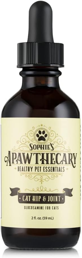 Sophie's Apawthecary Cat Hip and Joint Glucosamine Liquid Supplement 2 oz for Pain Relief and Improved Joint Flexibility