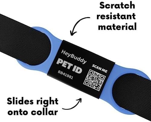 HeyBuddy® Slide Series - QR Code Smart Pet Tags for Dogs & Cats, Personalized Pet Tag Stores Multiple Information, includes Passive Location Tracking, Real-Time Notification & Community Alerts