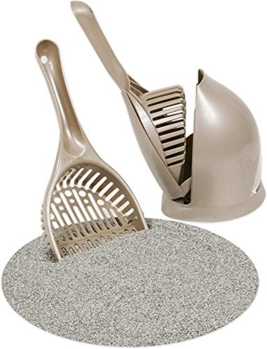 Petmate Scoop N' Hide Cat Litter Scoop with Discreet Litter Scoop Holder, Brushed Nickel