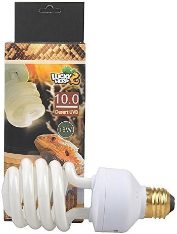 LUCKY HERP 10.0 UVB Reptile UVB Bulb,Fluorescent Terrarium Lamp,Compact Bulb,E26,Screw Thread (13 Watt)