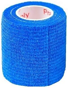 2 Inch Vet Wrap Tape Bulk (Blue, Neon Green, Neon Pink, and Black Paw Prints on Blue, Neon Green, Neon Pink) (Pack of 6) Self Adhesive Adherent Adhering Flex Bandage Grip Roll for Dog Cat Pet