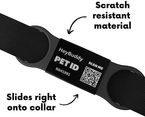 HeyBuddy® Slide Series - QR Code Smart Pet Tags for Dogs & Cats, Personalized Pet Tag Stores Multiple Information, includes Passive Location Tracking, Real-Time Notification & Community Alerts