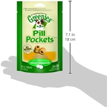 Greenies Pill Pockets for Dogs Tablet Size Natural Soft Dog Treats, Chicken Flavor, 3.2 oz. Pack (30 Treats)