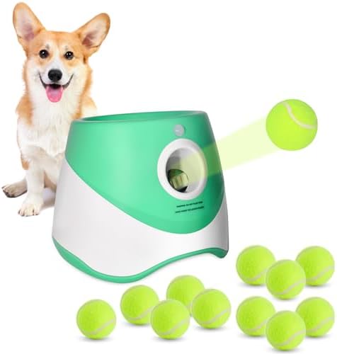 Ball Launcher for Dogs, Automatic Dog Ball Launcher with 12Tennis Balls,Ball thrower for dogs Indoor and Outdoor