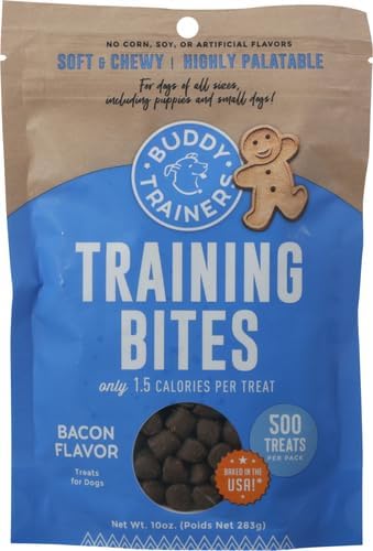 Buddy Biscuits Trainers 10 oz. Pouch of Training Bites Soft & Chewy Dog Treats Made with Bacon Flavor (Pack of 2)