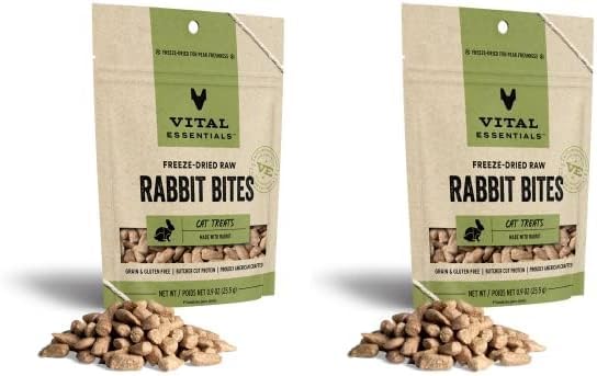 Vital Essentials Freeze Dried Raw Cat Treats, Rabbit Bites, 0.9 oz (Pack of 2)