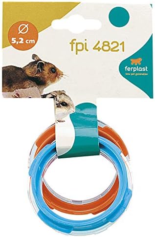 Ferplast Hamster Cage Play Tube | Two-Piece Spare Tube Plastic Connection Ring Piece, 2.4 Inch Diameter, Blue and Orange