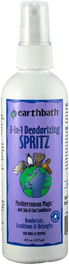 earthbath, Mediterranean Magic 3-in-1 Dog & Puppy Deodorizing Spritz - Dog Odor Eliminator for Strong Odor, Cruelty-Free Dog Cologne, Dog Wash Spray, Made in USA, Dog Bathing Supplies - 8 Oz (1 Pack)