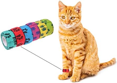 Self-Adhesive Bandage - Injury Wrap Tape for Pets - Dog, Cats, Horses - 7 Multi-Color Rolls - Muscle and Joint Support - Elastic, Does not Stick to Animal Fur or Coat