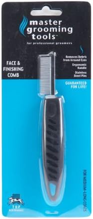 Master Grooming Tools Face & Finishing Combs — Ergonomic Combs for Grooming Dogs, 6¼", Black