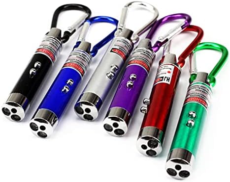 6PCS Mini Red Laser Pointer Cat Toy Interactive Training Tools White LED Torch Light Pet Supplies