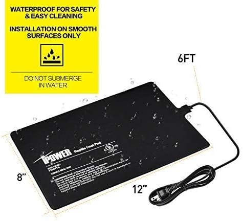 iPower Reptile Heat Pad 4W/8W/16W/24W Under Tank Terrarium Warmer Heating Mat and Digital Thermostat Controller for Turtles Lizards Frogs and Other Small Animals, Multi Sizes