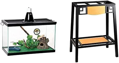 Zilla 10 Gallon Tropical Pet Reptile Starter Terrarium Habitat Kit with Metal Stand Bundle