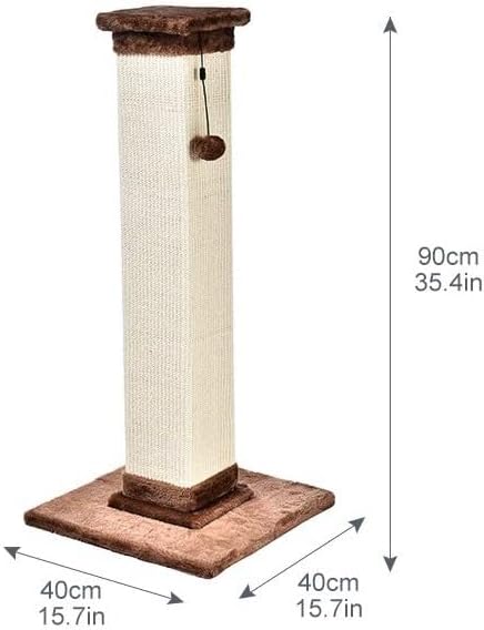 Amazon Basics Tall Cat Scratching Post with Jute Fiber and Brown Carpet, Large, 15.75’’ L x 15.75’’ W x 35.43’’ H