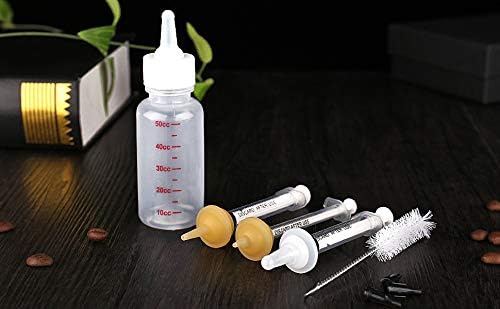 Pet Feeding Bottle and Replacement Mini Nipples with Syringes