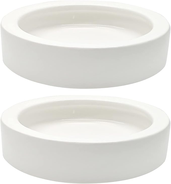 2 Pcs Reptile Food Bowl Ceramic Water Feeder Bowls Anti- Escape Mini Reptile Feeder for Lizard, Gecko etc, Round