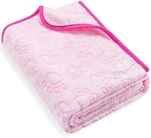 Stuffed Premium Soft Cat Blanket, Flannel Pink Stuff Cute Paw Print, 24 * 32 inches, Dog Blanket Puppy Supplies Dog Products Stuff Essentials, Christmas Cat Gifts