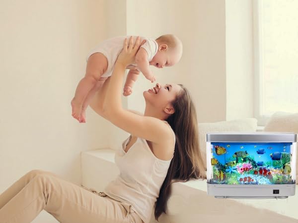 Lightahead Artificial Aquarium: Fascinating Moving Pictures of Fish in Tank Decorative Sensory Aquarium Lamp Virtual Ocean in Motion (Marine Life A)