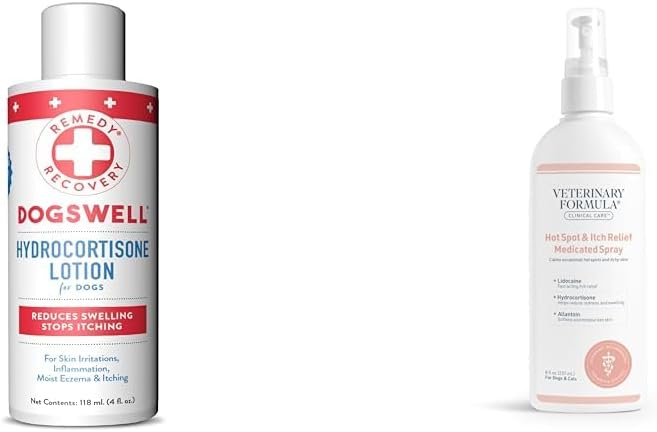 Cardinal Pet Care DOGSWELL Hydrocortisone Lotion and Veterinary Formula Hot Spot & Itch Relief Spray for Dogs and Cats, 4 oz. and 8 oz.