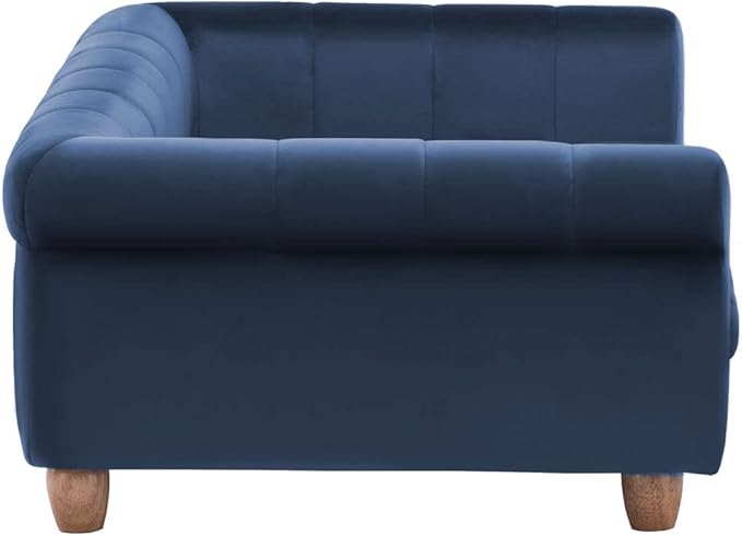 Critter Sitters 42-In. Elegant Navy Faux-Velvet Rectangular Dog Sofa for Medium and Large Dogs, Elevated Plush Dog Couch, Modern and Stylish Dog Sofa for Large Dogs, Comfortable Dog Bed