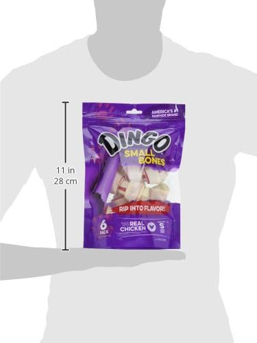 Dingo 156095 Rawhide Bones For Small Dogs, Chicken,White, 6-Count, 8 Ounces