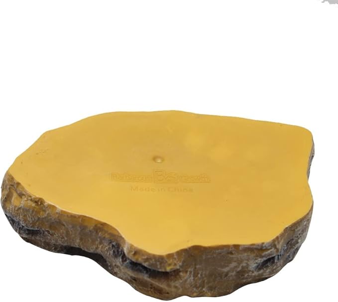 Reptile Water Dish,Resin Reptile Rock Food Feeder Bowl, Water and Food Bowl,Terrarium Decor for Leopard Gecko, Lizard,Spider,Turtle,Scorpion, Chameleon,Hermit Crabs (M, Yellow)