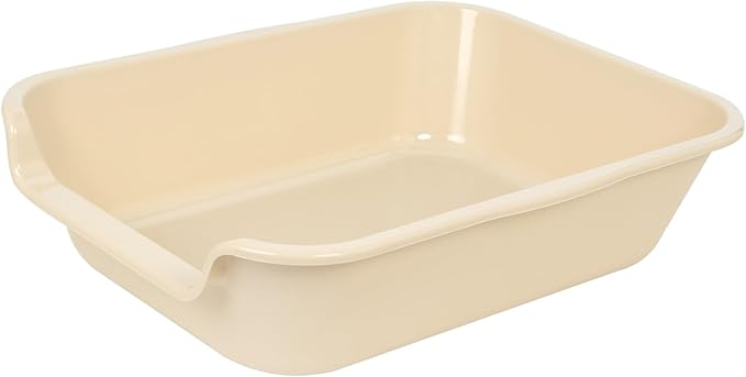 1 Pack Extra Large Dog Litter Box Pan Tray (ABS Material), Low Entry Jumbo Senior Litter Boxes for Multiple Kitten Big Cats, Pet Safe Indoor Dog Potty (Sandbeach, 20" L x 15" W)