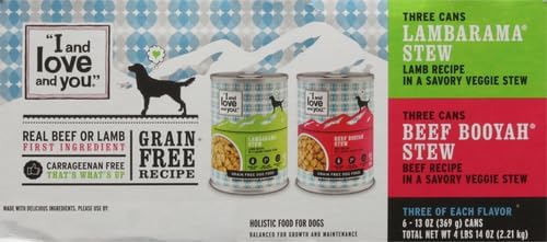 I and love and you Wet Dog Food - Baad Mooon On The Rise Variety Pack - Beef + Lamb, Grain Free, Filler Free 13oz can, 6pk