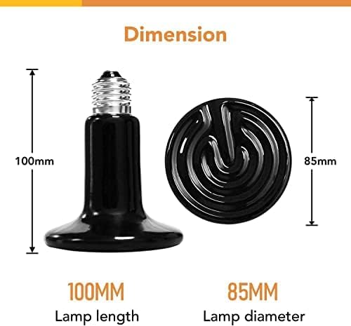 Simple Deluxe 150W Reptile Heat Bulb and 8.5 inch Clamp Light, 40-108℉ Digital Thermostat Controller and Thermometer Included, for Amphibian Pet & Incubating Chicken, Silver