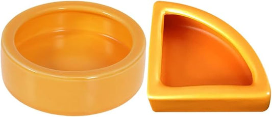 Terrarium 2pcs Reptile Food Dish Bowl Worm Water Dish Small Lizard Gecko Ceramic Pet Bowls Bowls for Leopard Bearded Dragon Chameleon Hermit Crab Feeder Orange Food Containers